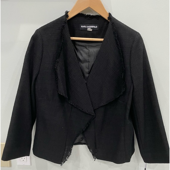 Karl Lagerfeld Asymmetrical Blazer Black NEW Size Large - Picture 1 of 6